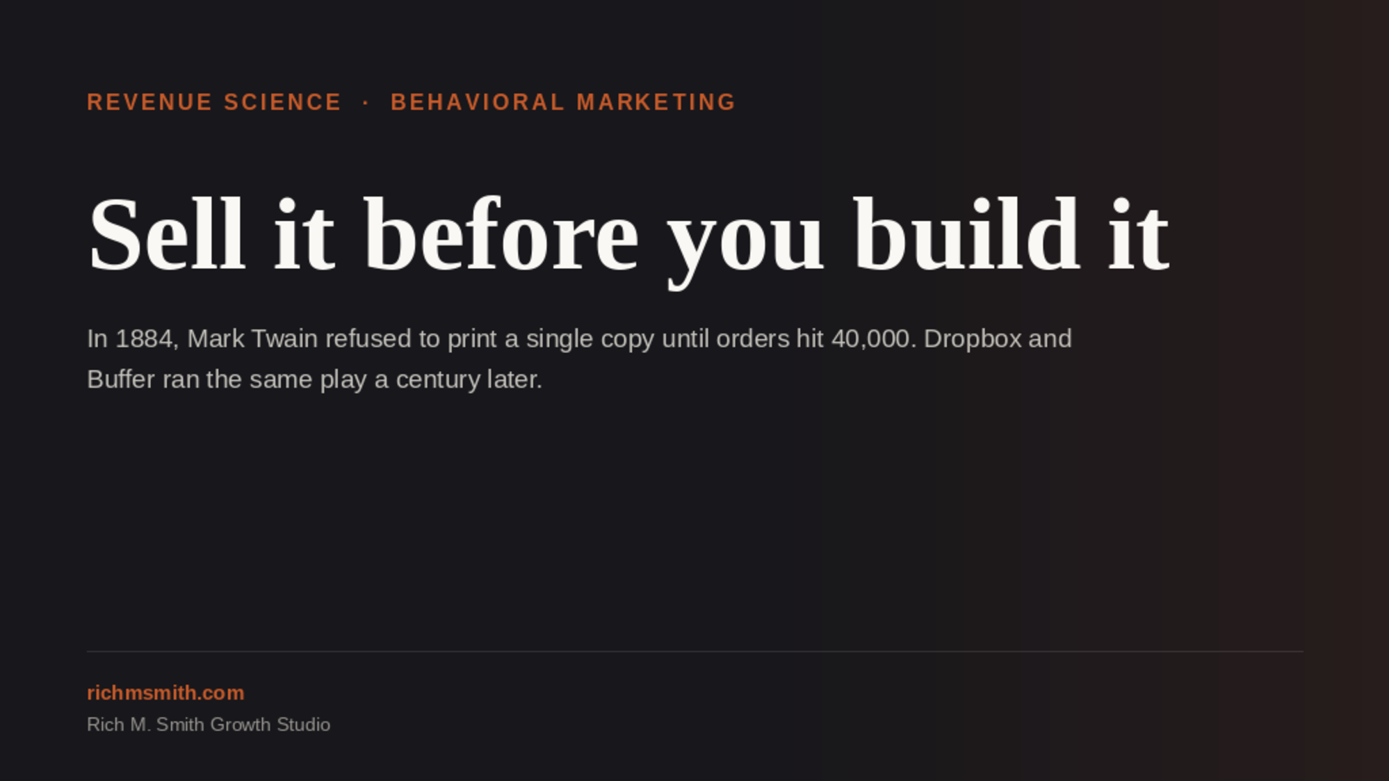 Sell before you build framework presentation graphic