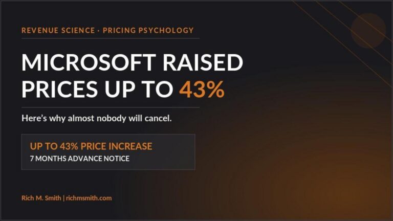 Microsoft price increase behavioral economics blog banner by Rich M. Smith Revenue Science.